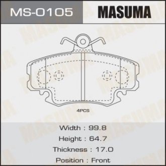 Колодки гальмівні AN-4014K, P68008 передня RENAULT LOGAN MCV II 1.5 dCi (MS-0105) MASUMA MS0105