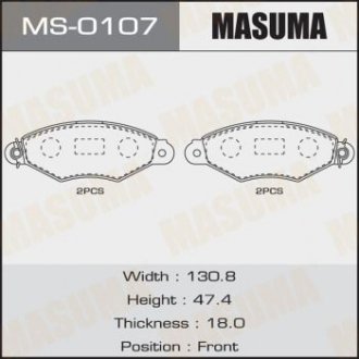 Колодки гальмівні AN-8118WK, P56038 передня PEUGEOT 206+ (MS-0107) MASUMA MS0107