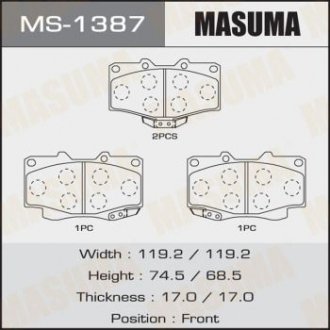 Колодки гальмівні AN-458WK, NP1098, P83009 передн TOYOTA FORTUNER (MS-1387) MASUMA MS1387