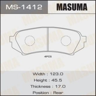 Колодки гальмівні задні TOYOTA LAND_CRUISER 200 (MS-1412) MASUMA MS1412