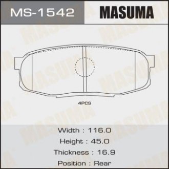 Колодка тормозная задняя Toyota Land Cruiser (09-), Tundra (07-) MASUMA MS1542