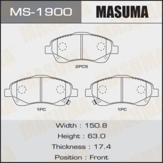 Колодка тормозная передняя Toyota Avensis (03-08) MASUMA MS1900