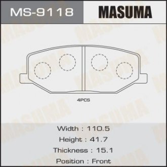 Колодка тормозная MASUMA MS9118