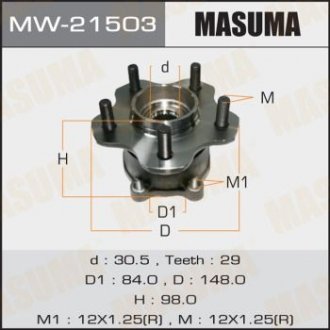 Ступица колеса заднего в сборе с подшипником Nissan Murano (04-08), Teana (03-13) (с ABS) MASUMA MW21503