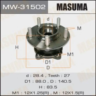 Ступица колеса заднего в сборе с подшипником Mitsubishi Outlander (06-12) 4WD (с ABS) MASUMA MW31502