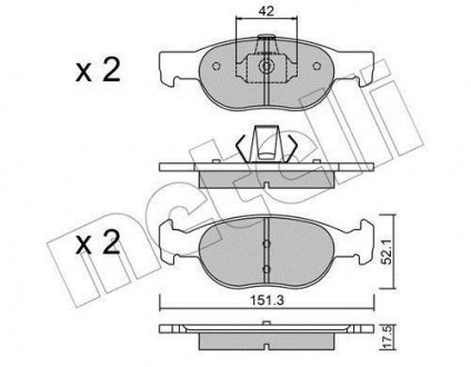 Комплект гальмівних колодок (дискових) Metelli 22-0079-1