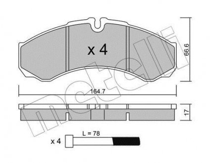 Комплект гальмівних колодок (дискових) Metelli 22-0212-3