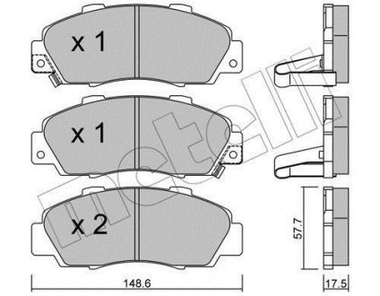 Комплект гальмівних колодок (дискових) Metelli 22-0298-0