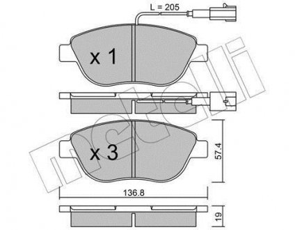 Комплект гальмівних колодок (дискових) Metelli 22-0322-0