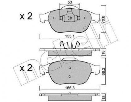 Комплект тормозных колодок (дисковых).) Metelli 22-0336-0