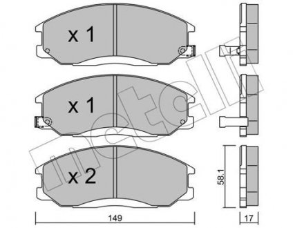 Комплект гальмівних колодок з 4 шт. дисків Metelli 22-0364-0