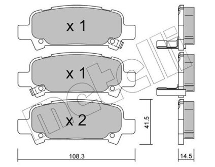 Комплект тормозных колодок (дисковых).) Metelli 22-0414-0