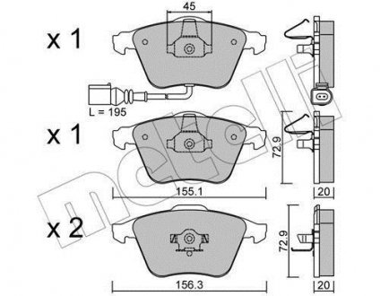 Комплект тормозных колодок (дисковых).) Metelli 22-0549-2 (фото 1)