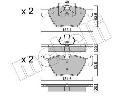 Комплект гальмівних колодок (дискових) Metelli 22-0557-0