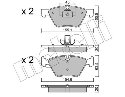 Комплект гальмівних колодок (дискових) Metelli 22-0557-3