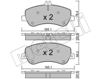 Комплект тормозных колодок (дисковых).) Metelli 22-0825-0