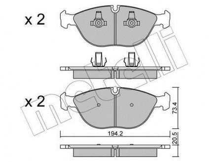 Комплект гальмівних колодок (дискових) Metelli 22-0828-0