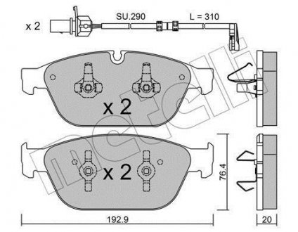 Комплект гальмівних колодок (дискових) Metelli 22-0954-0K