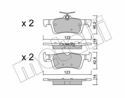 Комплект гальмівних колодок (дискових) Metelli 22-0986-1