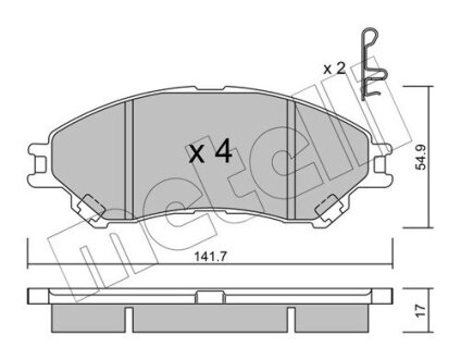 Комплект гальмівних колодок (дискових) Metelli 22-0996-0