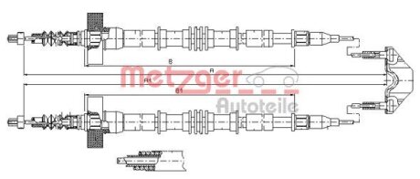 Трос ручного тормоза METZGER 11.5859