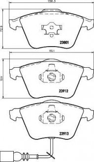 Тормозные колодки перед. AUDI A3/TT VW Golf V, Passat 05- SEAT Leon (с датч.) MINTEX MDB2677 (фото 1)