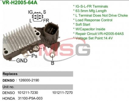 Регулятор генератора MOBILETRON VR-H2005-64A
