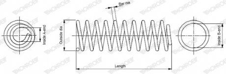 SUZUKI Пружина передняя L=381mm SX4 06-,Fiat Sedici MONROE SP3856