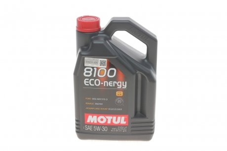 104257 Олива двигуна 4L 8100 ECO-nergy SAE 5W30 (ACEA A5/B5, API SL/CF FORD WSS M2C 913D RN0700) MOTUL 812307