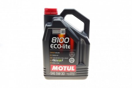 108212 Олива двигуна 5L 8100 Eco-lite SAE 5W30 (Рекомендано: Honda, Subaru, Toyota) MOTUL 839551