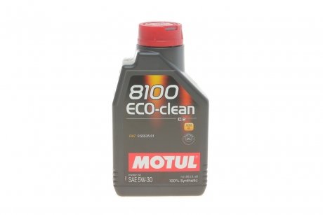 101542 Олива двигуна 1L 8100 ECO-clean SAE 5W30 (ACEA C2, API SN/CF FIAT 9.55535-S1 PSA B71 2290) MOTUL 841511