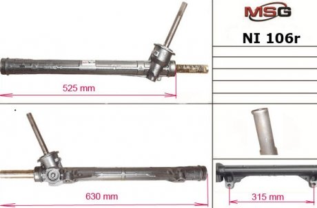 Рульова рейка без ГПК відновлена Renault Modus 04-08, Renault Clio III 05-12, Nissan Micra 03-10 MSG NI106R