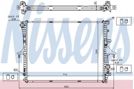 Радиатор охлаждения двигателя Audi Q7 Porsche Cayenne VW Touareg 2.5D-6.0 09.02-08.15 NISSENS 65276A