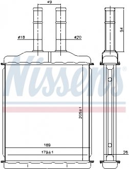 Радіатор обігрівача CHEVROLET Epica (V250), Evanda (V200) (вир-во) NISSENS 76505