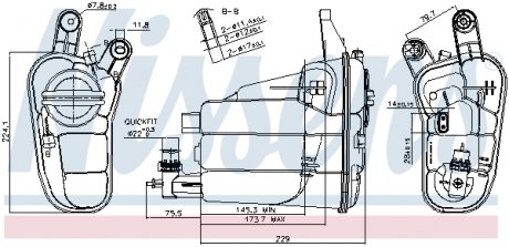 Бачок розширювальний з кришкою AUDI A4 (07-) 1.8 TFSI/ Q5 (2009) NISSENS 996128