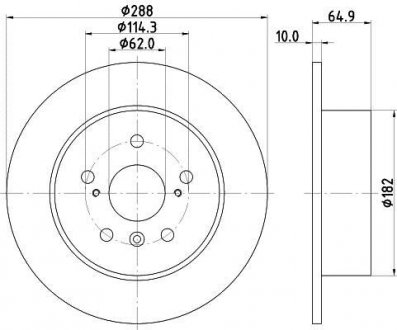 Диск гальмівний задн Toyota Camry 2.0, 2.4, 3.0 (93-06) Nisshinbo ND1001K