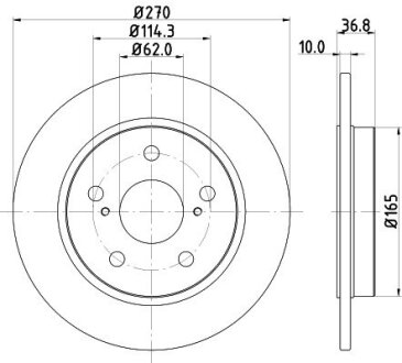 Диск тормозной задний Toyota Auris, Corolla 1.4, 1.6, 1.8 (12-) Nisshinbo ND1007K