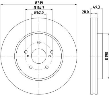 Диск гальмівний передній Lexus RX 300, 400h, 350 (03-08) Nisshinbo ND1018K