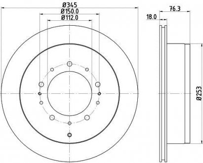 Диск гальмівний задн Toyota Land Cruiser 4.5, 4.6, 4.7, 5.7 (08-) Nisshinbo ND1029K