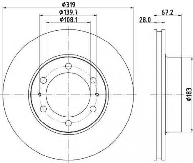 Диск гальмівний передній Toyota Land Cruiser 3.0, 4.0 diz (04-10) Nisshinbo ND1034K