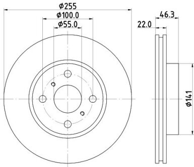 Диск гальмівний передній Toyota Prius 1.5 (12-), Yaris 1.0, 1.3, 1.4 (05-) Nisshinbo ND1050K