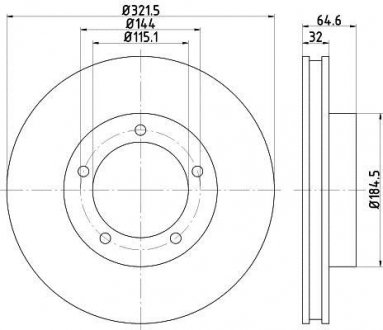 Диск тормозной передний Toyota Land Cruiser 80 4.2 (92-97) Nisshinbo ND1056K (фото 1)