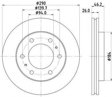 Диск тормозной передний Mitsubishi Pajero III, IV 2.4, 2.5, 3.0, 3.2, 3.5 (02-) Nisshinbo ND3027K