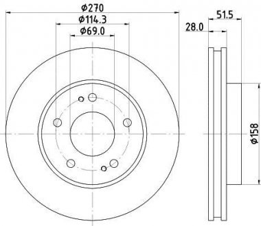 Диск тормозной передний Mitsubishi L200 2.4, 2.5, 3.2 (05-) Nisshinbo ND3028K