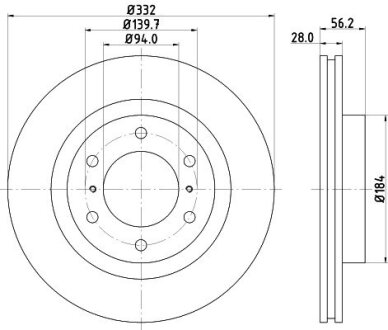 Диск гальмівний передній Mitsubishi Pajero IV 3.2, 3.8 (07-) Nisshinbo ND3040