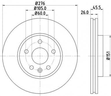 Диск гальмівний передній Chevrolet Cruze, Aveo T300 1.4, 1.6, 2.0 (09-) Nisshinbo ND6024K