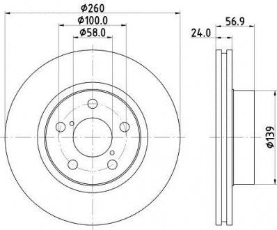 Диск гальмівний передній Subaru Impreza, Legacy 1.6, 1.8, 2.0 (98-05) Nisshinbo ND7005