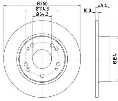 Диск гальмівний задн Honda Accord 2.0, 2.2, 2.4 (03-08) Nisshinbo ND8004K