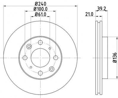 Диск тормозной передний Honda Jazz 1.2, 1.3, 1.5 (02-08) Nisshinbo ND8022