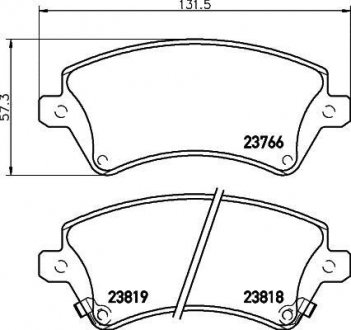 Колодки гальмівні дискові передні Toyota Corolla 1.4, 1.6, 1.8, 2.0 (02-07) Nisshinbo NP1049